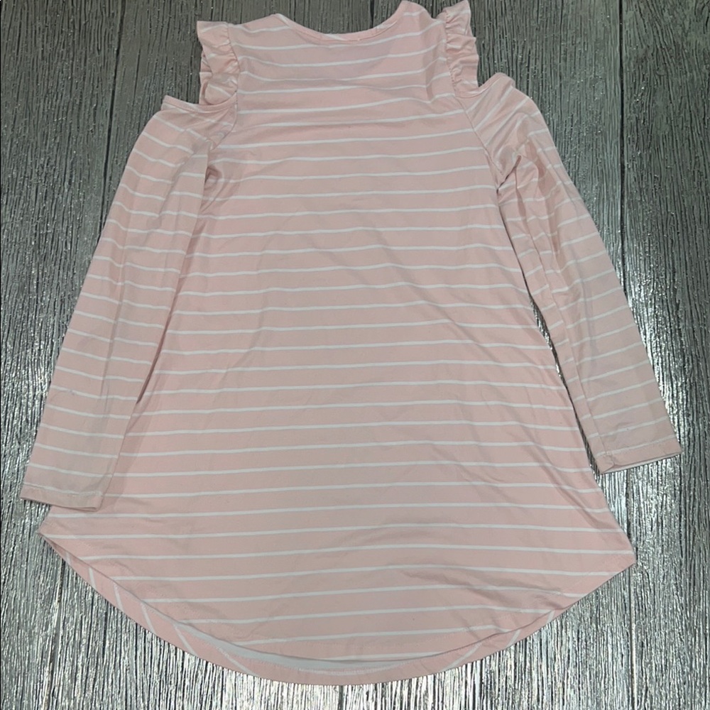 Kids Blush Striped Ruffle Sleeve Top/dress - Picture 4 of 4